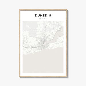 Affiche de carte de Dunedin, impression de carte de Dunedin, art mural voyage Dunedin, carte personnalisée Dunedin, Nouvelle-Zélande