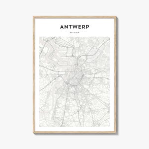 Cartaz do mapa de Antuérpia, impressão do mapa de Antuérpia, arte de parede de viagem de Antuérpia, mapa personalizado de Antuérpia, Bélgica