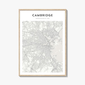 Cambridge Massachusetts Map Poster, Cambridge Map Print, Cambridge Travel Wall Art, Cambridge Personalized Map,