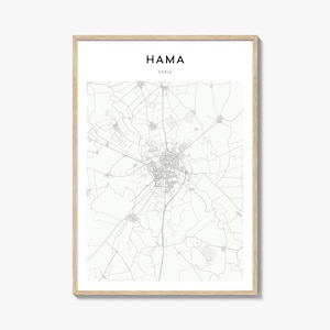 Hama Map Poster, Hama Map Print, Hama Travel Wall Art, Hama Personalized Map, Syria