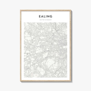 Ealing Map Print, London Poster, England Wall Art, UK Custom Street Decor