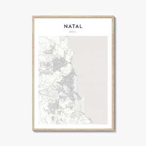 Natal Karte Poster, Natal Karte Druck, Natal Reisewandkunst, Natal personalisierte Karte, Brasilien