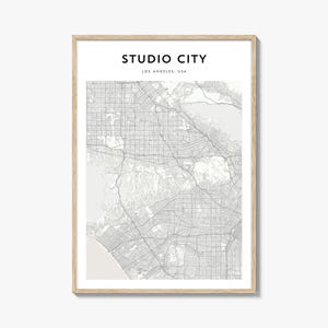Cartaz do mapa da cidade de Studio, impressão do mapa da cidade de Studio, arte de parede de viagem da cidade de Studio, mapa personalizado da cidade de Studio, Los Angeles