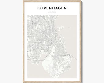 Copenhagen Map Poster, Copenhagen Map Print, Copenhagen Travel Wall Art, Copenhagen Personalized Map, Denmark