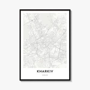 Kharkiv Map Poster, Minimalist City Print, Street Wall Art, Travel Decor