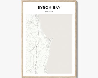 Byron Bay Map Poster, Byron Bay Map Print, Byron Bay Travel Wall Art, Byron Bay Personalized Map, Australia