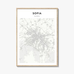 Cartaz do mapa de Sófia, impressão do mapa de Sófia, arte de parede de viagem de Sófia, mapa personalizado de Sófia, Bulgária