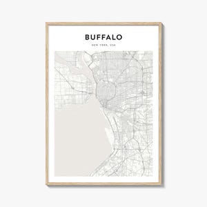 Buffalo Map Print, New York Poster, USA Wall Art, Art Deco Custom Street Decor