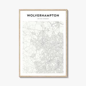 Wolverhampton Map Poster, Wolverhampton Map Print, Wolverhampton Travel Wall Art, Wolverhampton Personalized Map, United Kingdom
