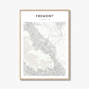 Fremont Map Poster, Fremont Map Print, Fremont Travel Wall Art, Fremont Personalized Map, California