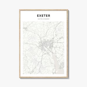 Exeter Map Poster, Exeter Map Print, Exeter Travel Wall Art, Exeter Personalized Map, United Kingdom