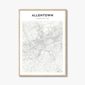 Allentown Map Poster, Allentown Map Print, Allentown Travel Wall Art, Allentown Personalized Map, Pennsylvania