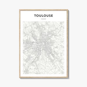 Toulouse Map Poster, Toulouse Map Print, Toulouse Travel Wall Art, Toulouse Personalized Map, France