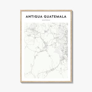 Affiche de carte d'Antigua Guatemala, impression de carte d'Antigua Guatemala, art mural voyage d'Antigua Guatemala, carte personnalisée d'Antigua Guatemala, Guatemala