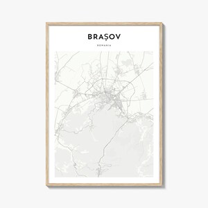 Pôster do mapa de Brasov, impressão de mapa de Brasov, arte de parede de viagem de Brasov, mapa personalizado de Brasov, Romênia
