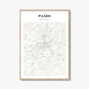 Pilsenkaartposter, Pilsenkaartafdruk, Pilsen Travel Wall Art, Pilsen Gepersonaliseerde kaart, Tsjechië
