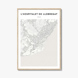 L’Hospitalet de Llobregat Map Poster, L’Hospitalet de Llobregat Map Print, L’Hospitalet de Llobregat Travel Wall Art, Spain
