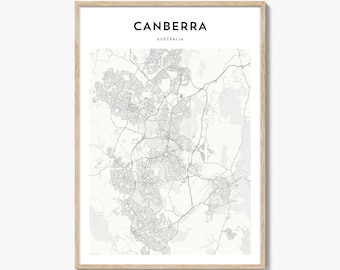 Canberra Map Poster, Canberra Map Print, Canberra Travel Wall Art, Canberra Personalized Map, Australia