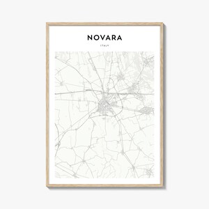 Cartaz do mapa de Novara, impressão do mapa de Novara, arte de parede de viagem de Novara, mapa personalizado de Novara, Itália