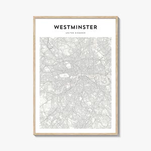 Westminster Map Poster, Westminster Map Print, Westminster Travel Wall Art, Westminster Personalized Map, United Kingdom
