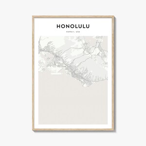 Honolulu Map Poster, Honolulu Map Print, Honolulu Travel Wall Art, Honolulu Personalized Map, Hawaii