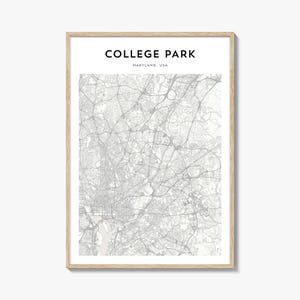 College Park kaart poster, College Park kaart print, College Park reizen kunst aan de muur, College Park gepersonaliseerde kaart, Maryland