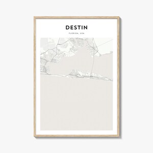 Destin-kaartposter, destin-kaartafdruk, Destin Travel Wall Art, Destin-gepersonaliseerde kaart, Florida