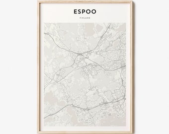 Espoo Map Poster, Espoo Map Print, Espoo Personalized Map Art, Espoo Wall Art, Espoo Travel Poster, Travel Gift