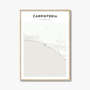 Carpinteria Map Print, California Poster, USA Wall Art, Santa Barbara Custom Street Decor