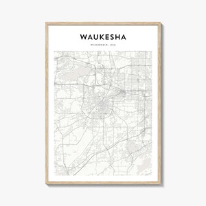 Waukesha Map Poster, Waukesha Map Print, Waukesha Travel Wall Art, Waukesha Personalized Map, Wisconsin