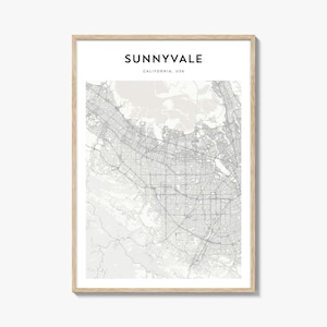 Sunnyvale Map Poster, Sunnyvale Map Print, Sunnyvale Travel Wall Art, Sunnyvale Personalized Map, California