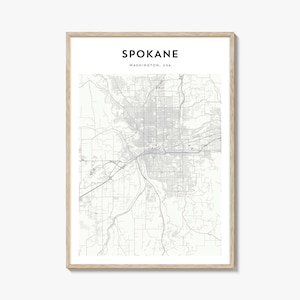 Spokane Karte Poster, Spokane Karte Druck, Spokane Reisewandkunst, Spokane personalisierte Karte, Washington