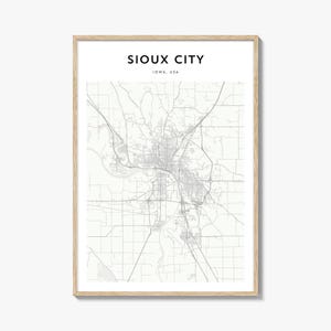 Sioux City Map Poster, Sioux City Map Print, Sioux City Travel Wall Art, Sioux City Personalized Map, Iowa