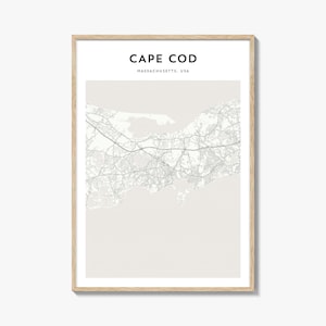 Cape Cod Map Druck, Massachusetts Poster, USA Wandkunst, New England Custom Street Dekor