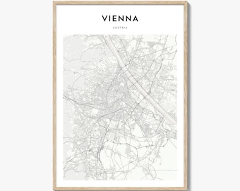 Vienna Map Poster, Vienna Map Print, Vienna Travel Wall Art, Vienna Personalized Map, Austria