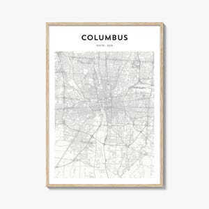 Columbus Ohio Map Poster, Columbus Map Print, Columbus Travel Wall Art, Columbus Personalized Map,