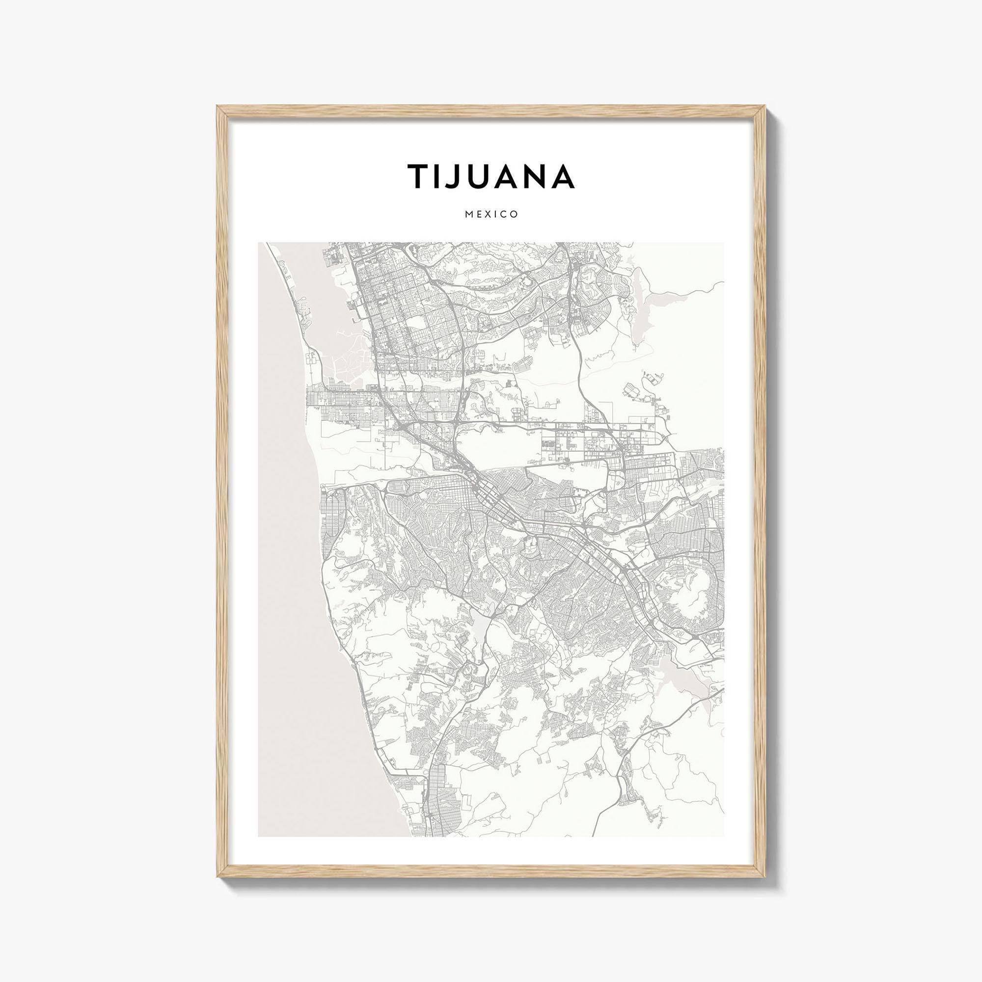 Tijuana Map Poster, Tijuana Map Print, Tijuana Travel Wall Art, Tijuana Personalized Map, Mexico