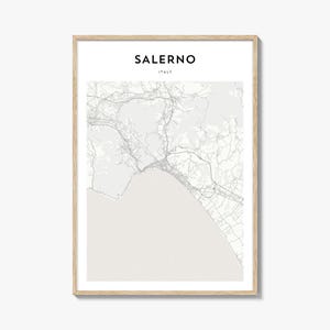 Cartaz do mapa de Salerno, impressão do mapa de Salerno, arte de parede de viagem de Salerno, mapa personalizado de Salerno, Itália