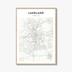 Lakeland Map Poster, Lakeland Map Print, Lakeland Travel Wall Art, Lakeland Personalized Map, Florida
