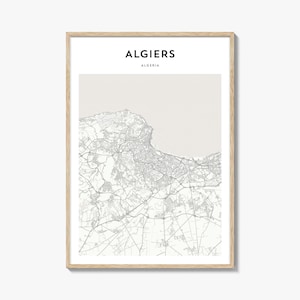 Algiers Map Poster, Algiers Map Print, Algiers Travel Wall Art, Algiers Personalized Map, Algeria