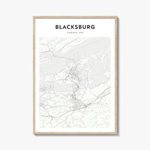Blacksburg Map Poster, Blacksburg Map Print, Blacksburg Travel Wall Art, Blacksburg Personalized Map, Virginia
