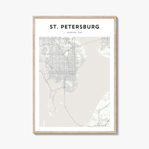 Sint-Petersburg Florida kaart poster, Sint-Petersburg kaart afdrukken, Sint-Petersburg reizen kunst aan de muur, Sint-Petersburg gepersonaliseerde kaart,