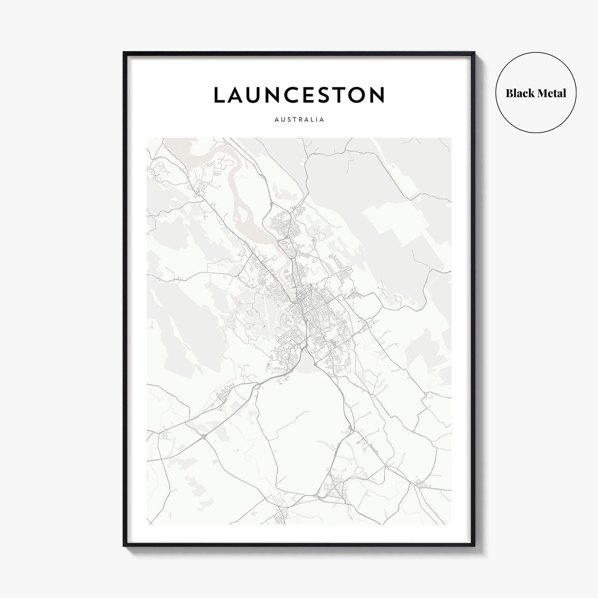 Launceston Map Launceston Map Print, Tasmania Poster, Australia Wall Art, City Custom ...