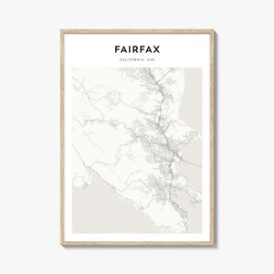 フェアファックス カリフォルニア マップ ポスター、フェアファックス マップ プリント、フェアファックス トラベル ウォール アート、フェアファックス パーソナライズ マップ、