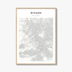 Kaartafdruk Riyad, poster Saoedi-Arabië, KSA-muurkunst, aangepast straatdecor Al-Riyad