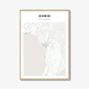 Ohrid Map Poster, Ohrid Map Print, Ohrid Travel Wall Art, Ohrid Personalized Map, North Macedonia