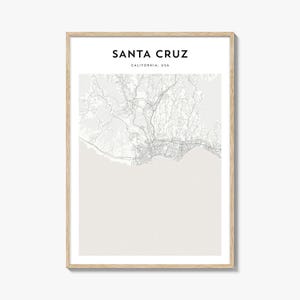 Santa Cruz California Map Poster, Santa Cruz Map Print, Santa Cruz Travel Wall Art, Santa Cruz Personalized Map,