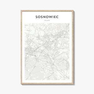 Sosnowiec Map Poster, Sosnowiec Map Print, Sosnowiec Travel Wall Art, Sosnowiec Personalized Map, Poland