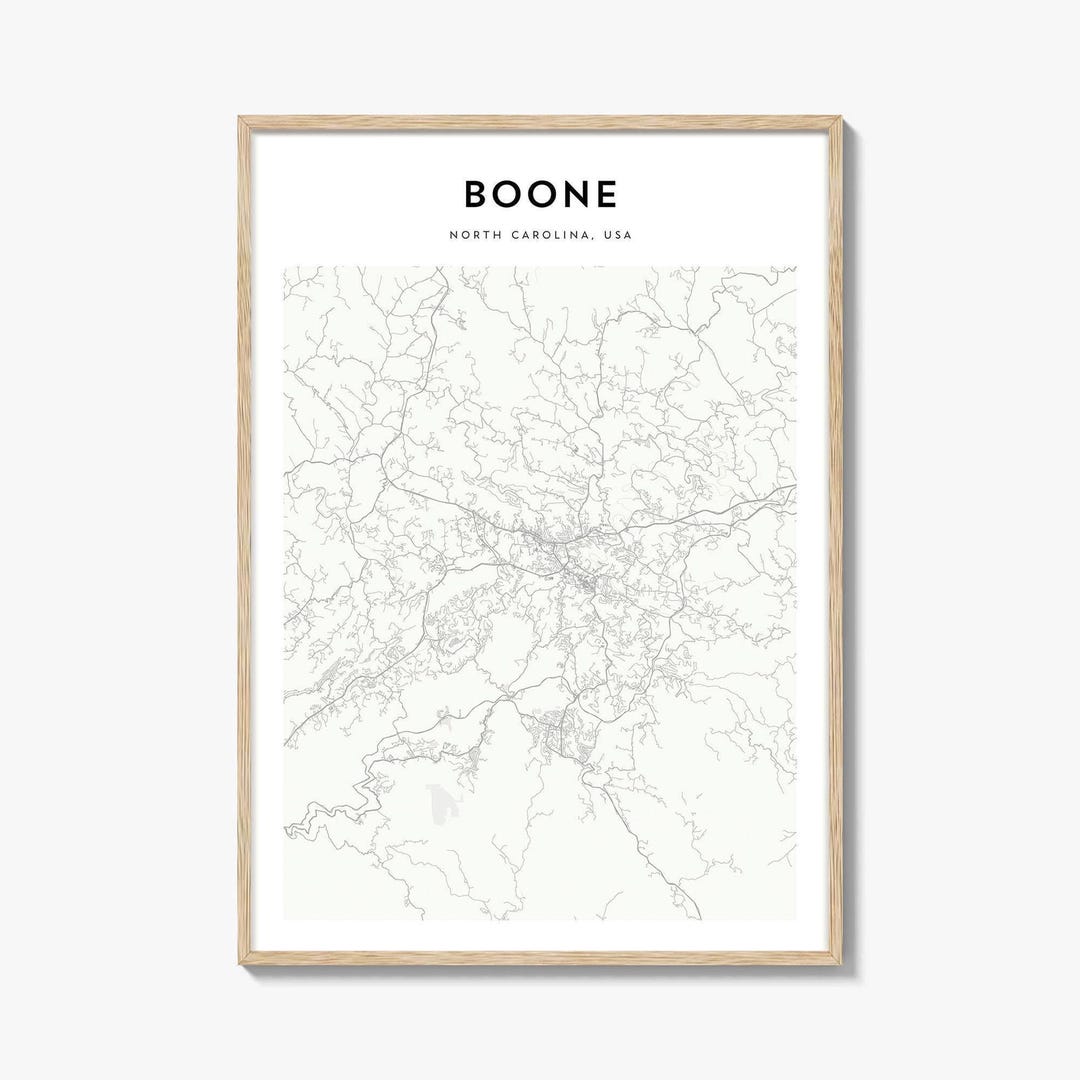 Boone Map Print, North Carolina Poster, USA Wall Art, Appalachian State ...