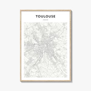 Toulouse-Karte Poster, Toulouse-Kartendruck, Toulouse-Reisewandkunst, Toulouse-Reisendekarte, Frankreich